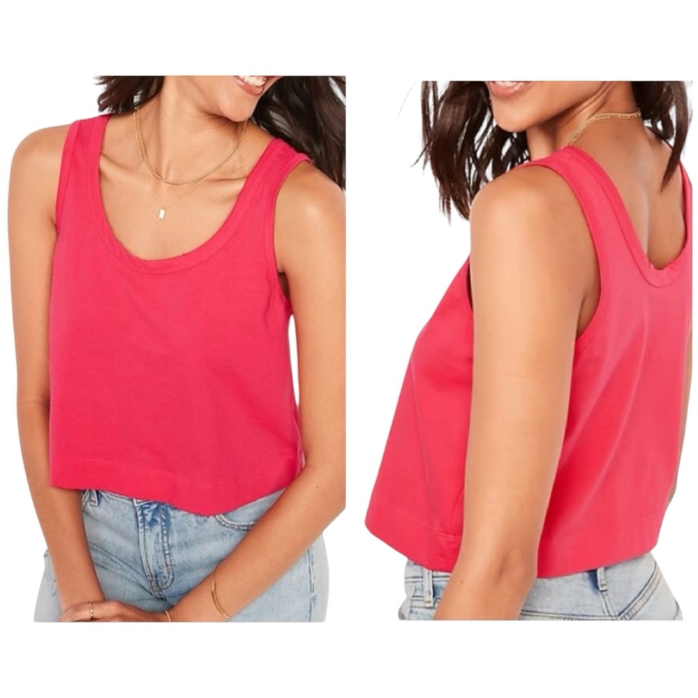 Old Navy Cropped Boxy Loose Fit Pink Tank Top Plus Size 2X